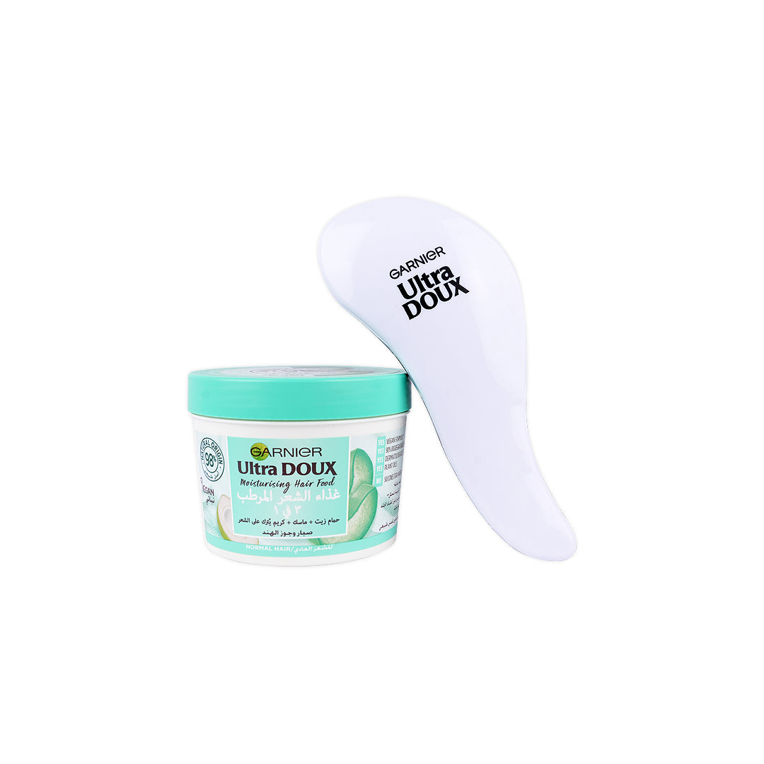 Garnier UltraDoux Moisturising Hair Food Aloe 390ml+Wetbrush