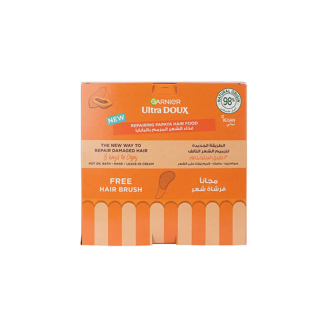 Garnier UltraDoux Repairing Hair Food Papaya 390ml+Wet Brush