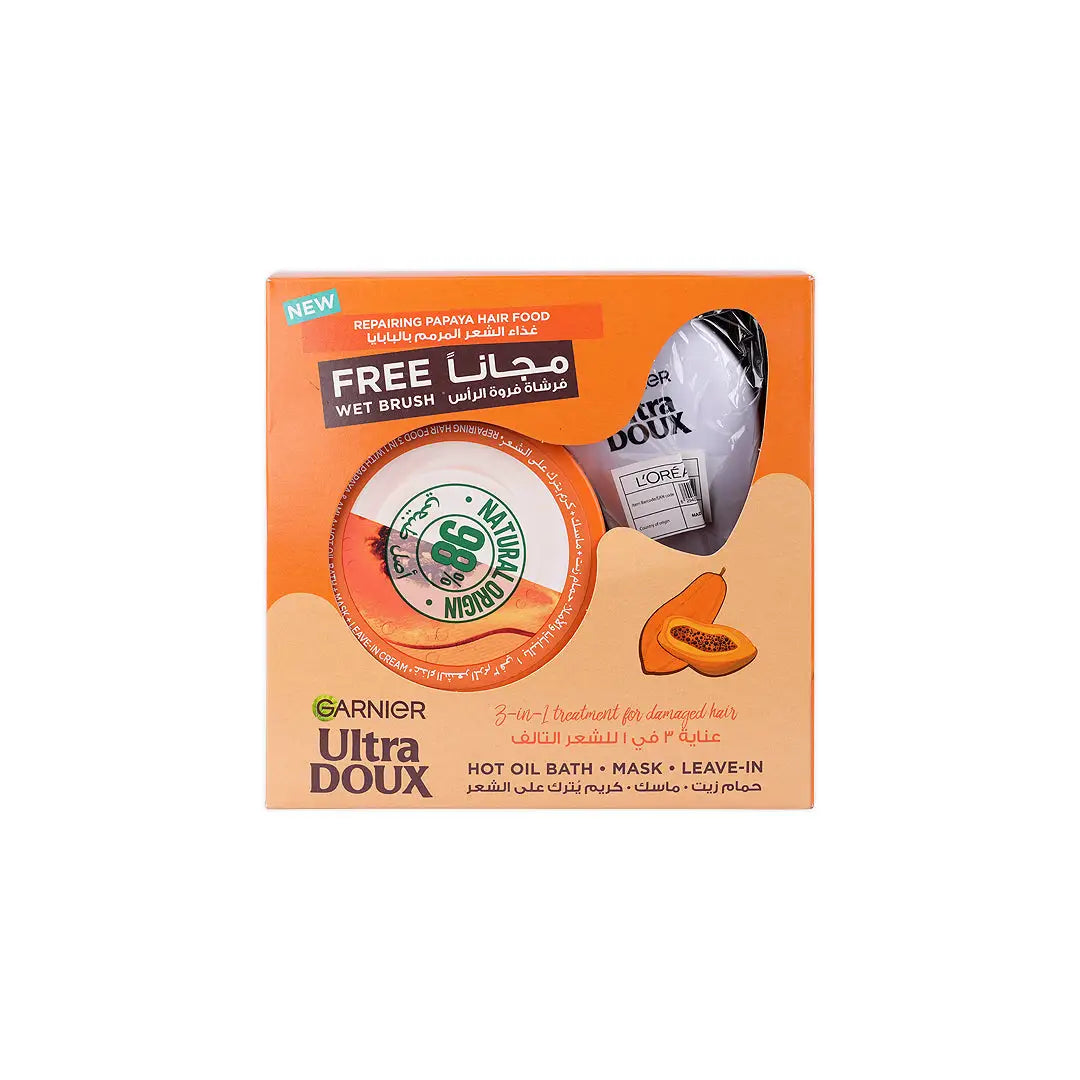 Garnier UltraDoux Repairing Hair Food Papaya 390ml+Wet Brush