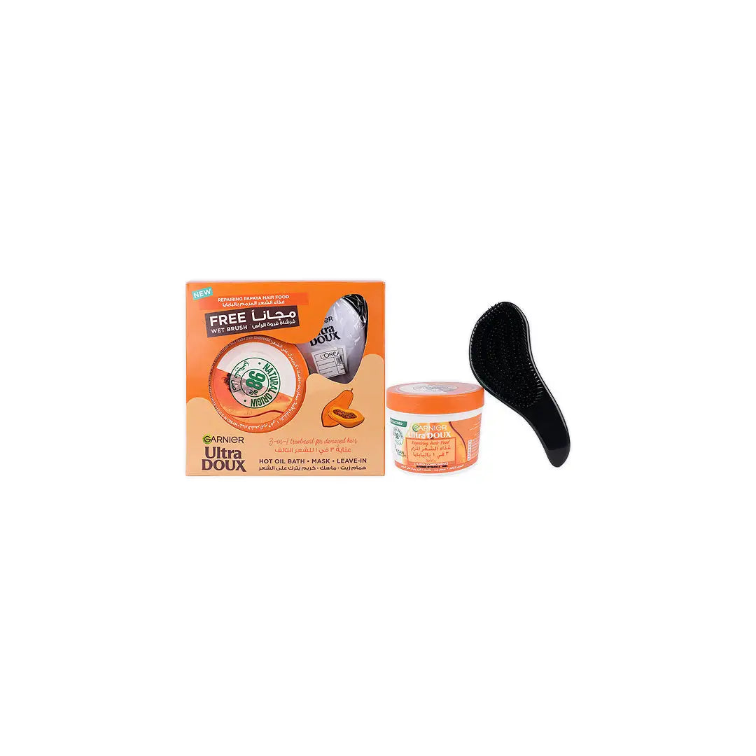 Garnier UltraDoux Repairing Hair Food Papaya 390ml+Wet Brush