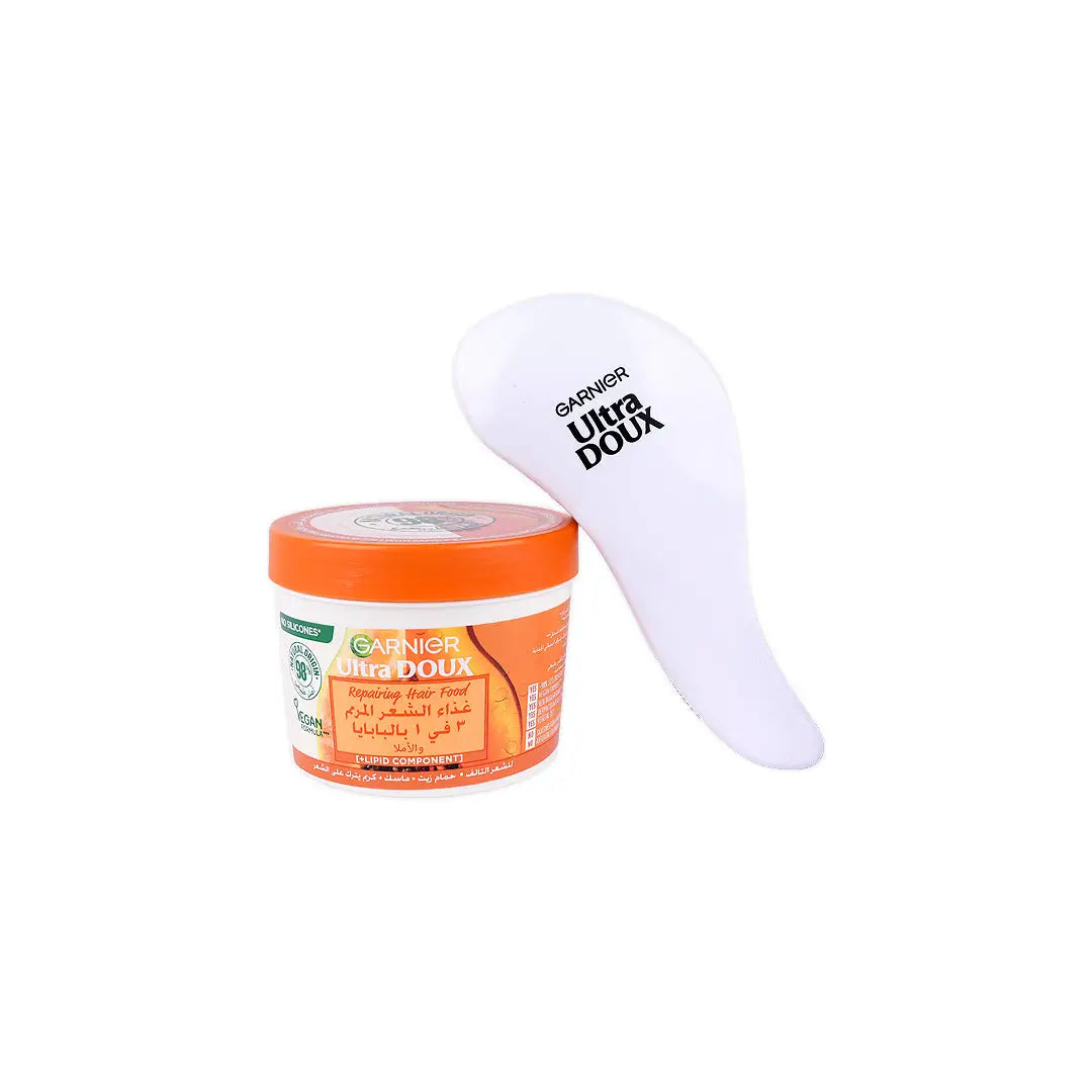 56606-Garnier UltraDoux Repairing Hair Food Papaya 390ml+Wet Brush