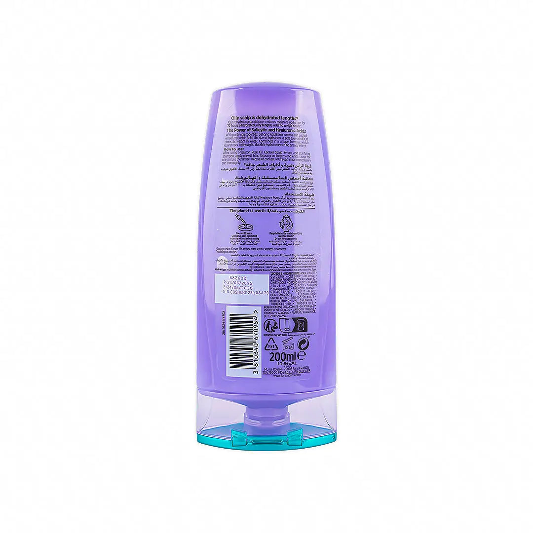 56615-L'oreal Elvive Hyaluron Pure 72H Conditioner 200ml +1