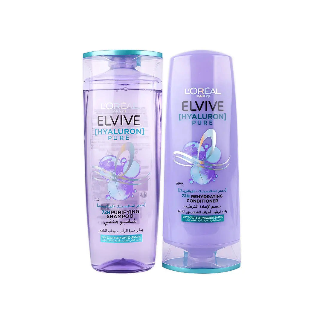 56618-L'oreal Elvive Hyaluron pure Shampoo 400ml+Conditioner 360ml