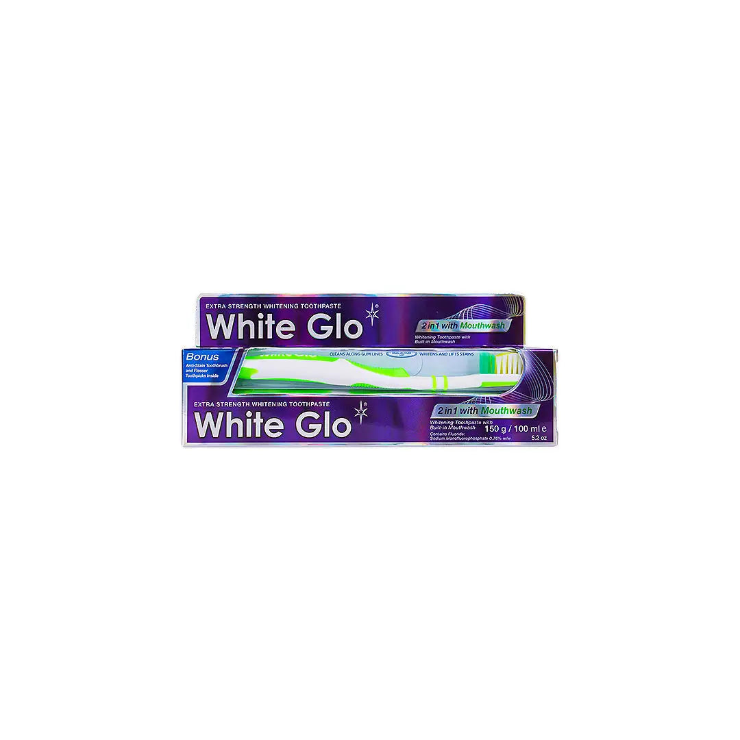 56717-White Glo 2 in 1 Mouthwash Toothpaste 100ml +1