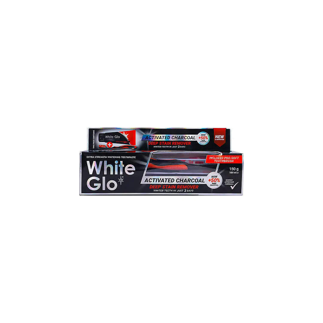 56720-White Glo Activated Charcoal Toothpaste 100ml +1