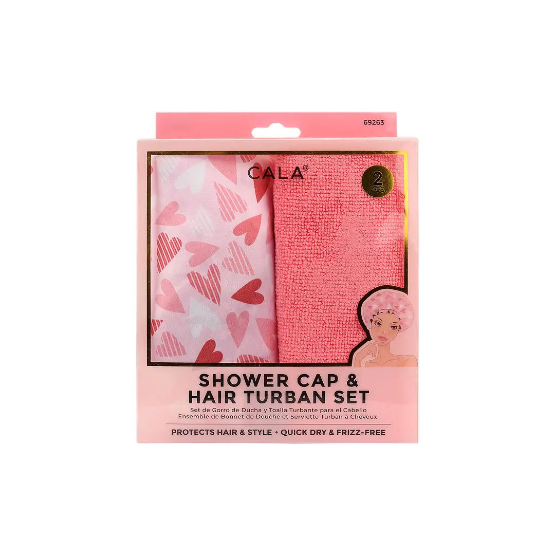 56794-Cala Shower Cap & Hair Turban Set 2pcs