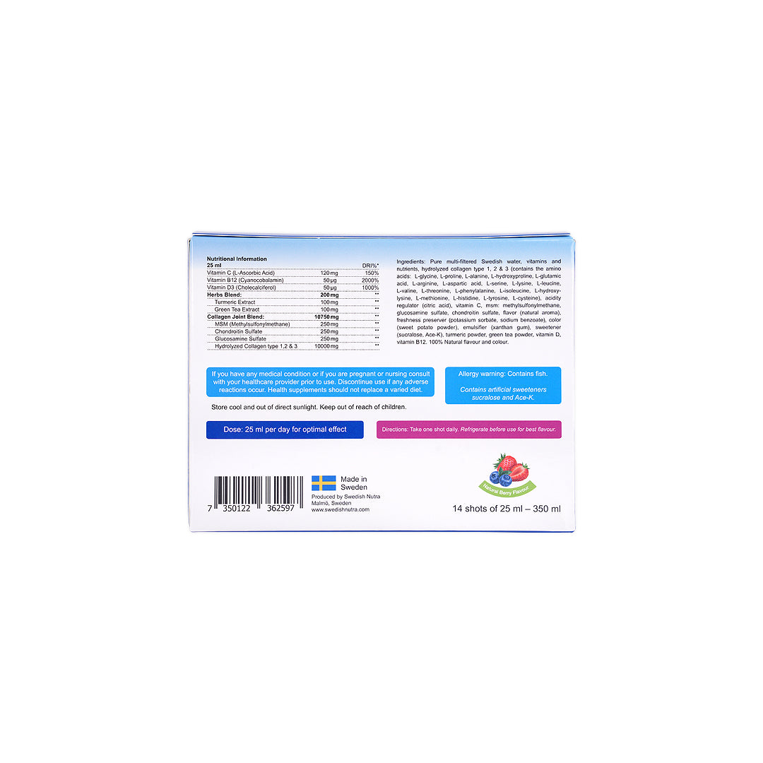 Swedish Nutra 1000mg Collagen Joint Shots 14x25ml