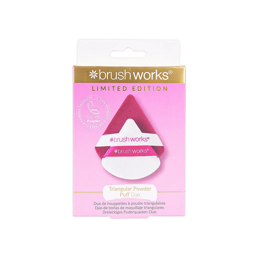 56887-Brushworks Triangular Powder Puff Duo-Red