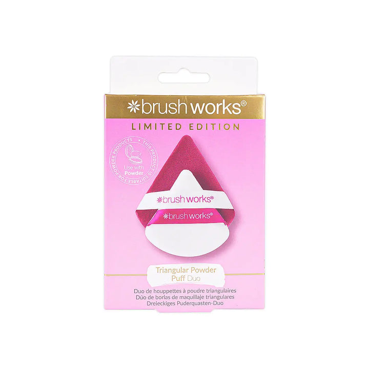 56887-Brushworks Triangular Powder Puff Duo-Red