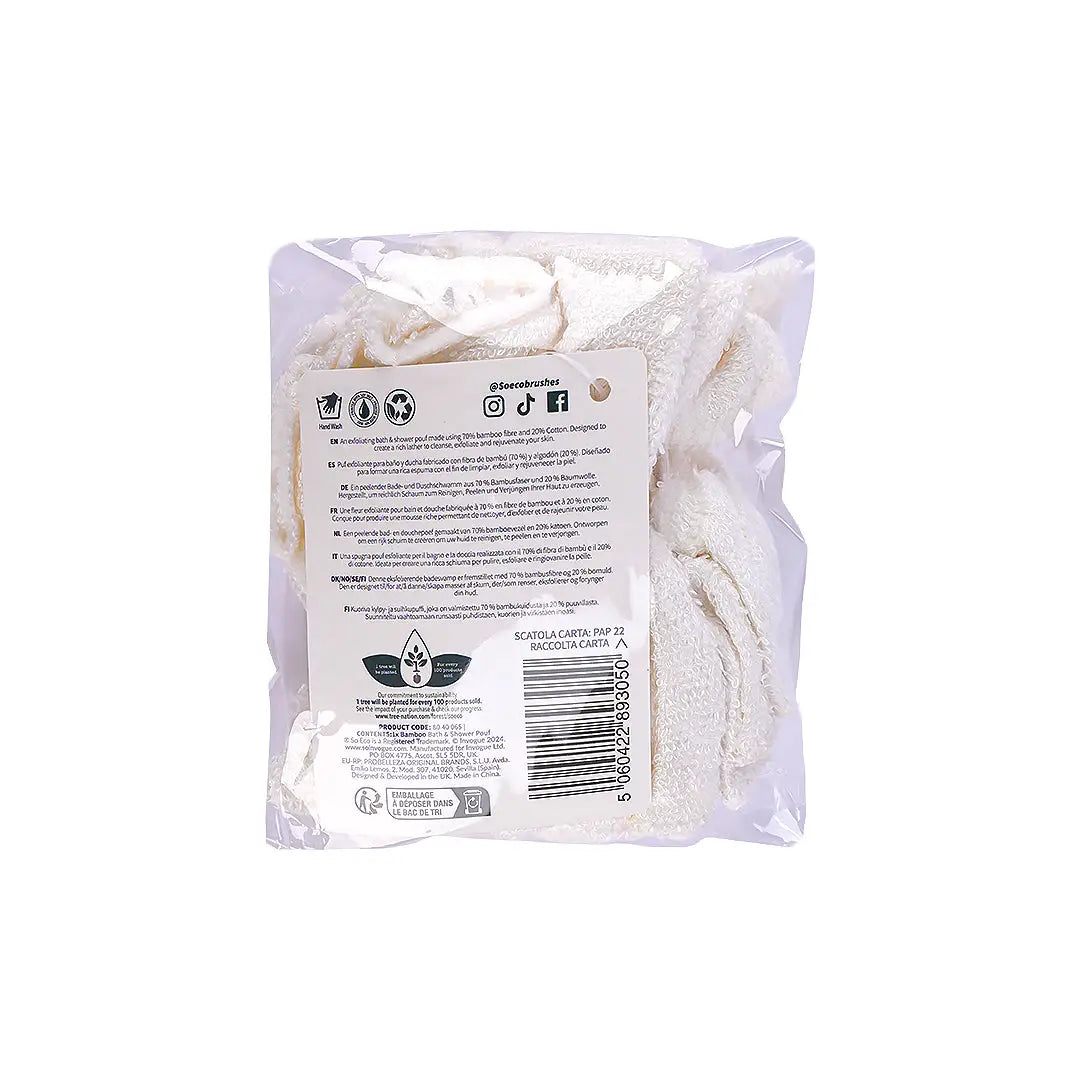 56890-SOECO - Bamboo Bath &amp; Shower Pouf +4