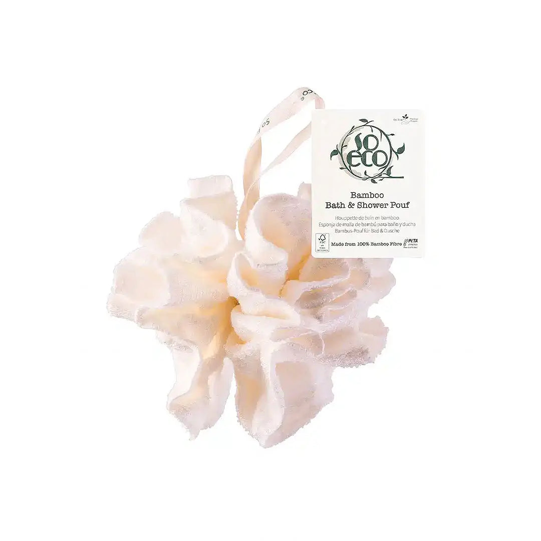 56890-SOECO - Bamboo Bath &amp; Shower Pouf +2