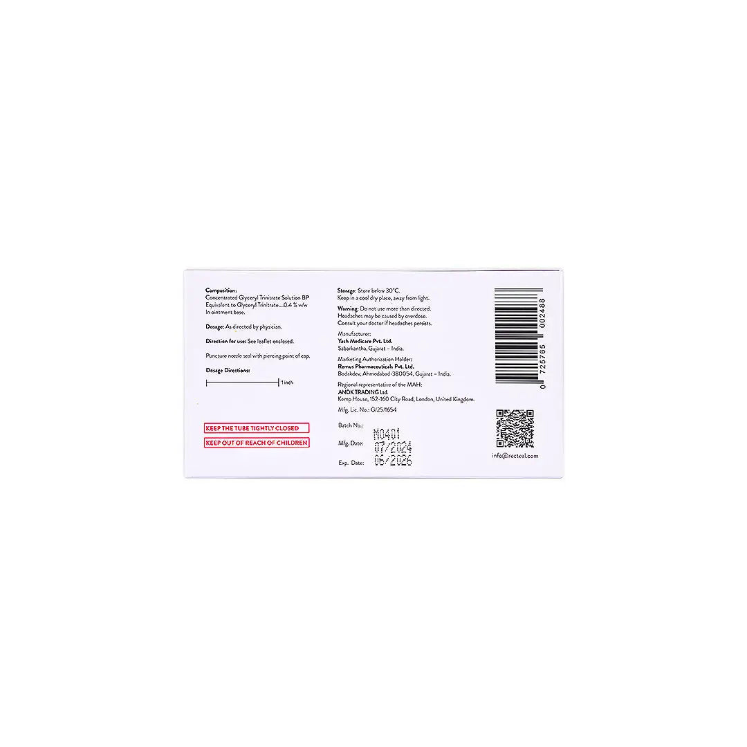 Recteal 0.4% Nitroglycerin Ointment 30g