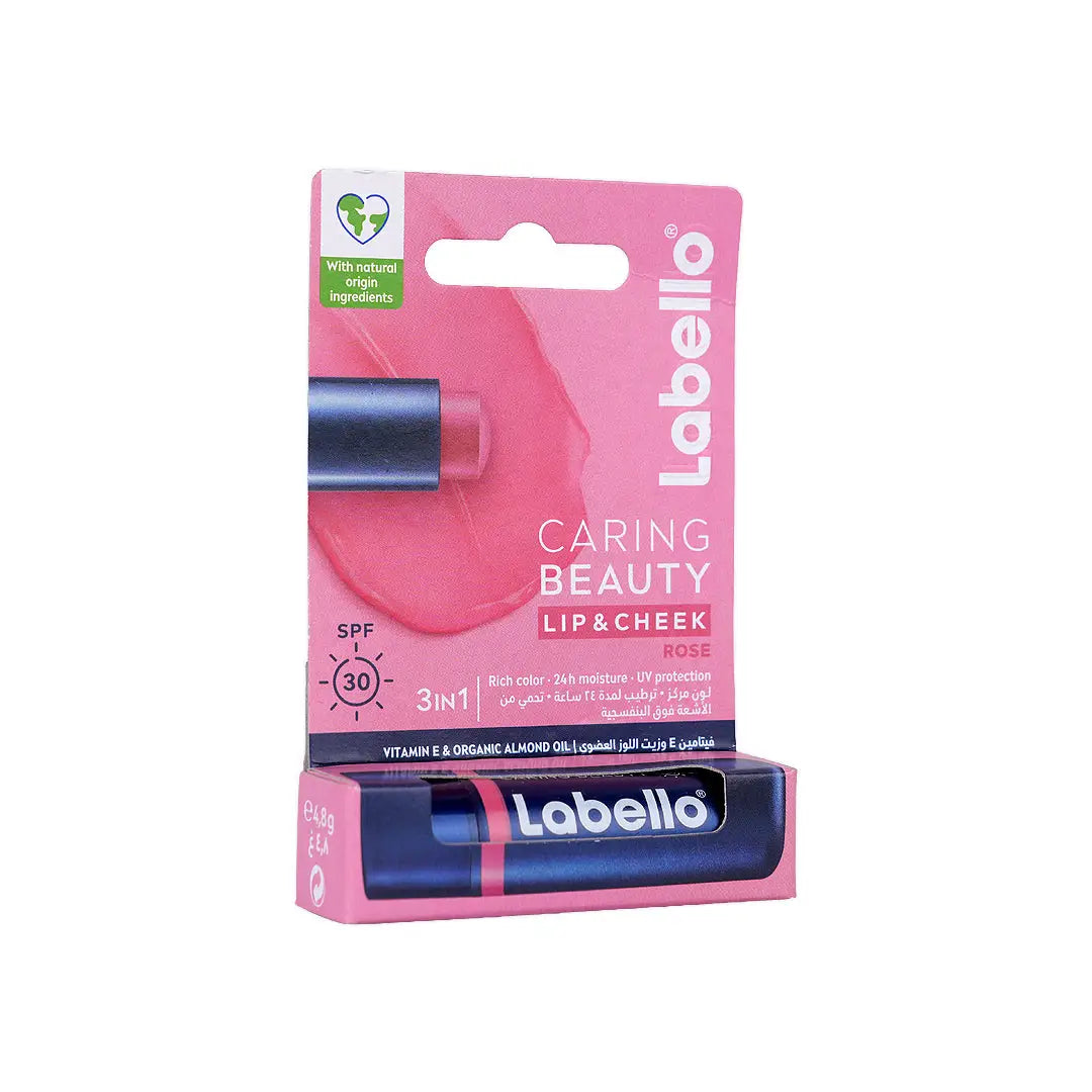 57101-Labello 3 In 1 Caring Beauty Lib &amp; Cheek SPF30-Rose +2