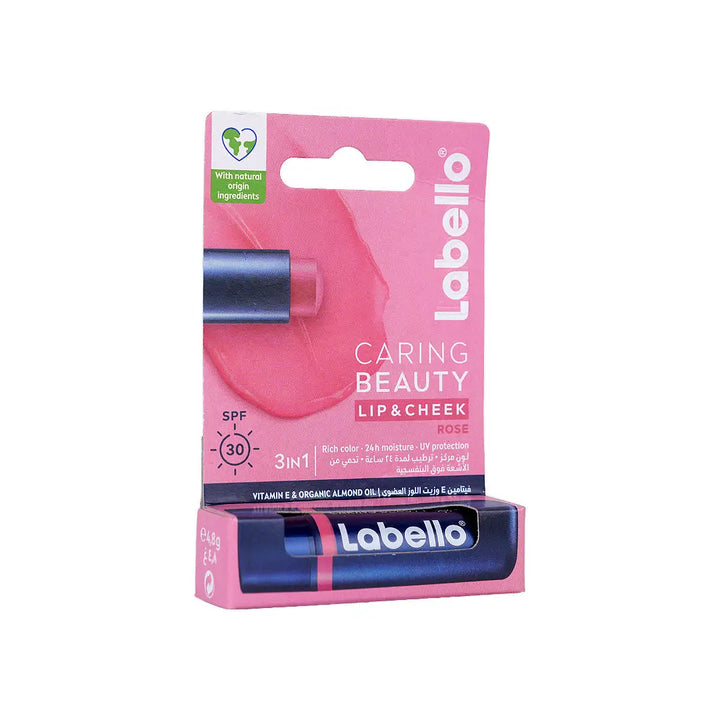 57101-Labello 3 In 1 Caring Beauty Lib &amp; Cheek SPF30-Rose +2