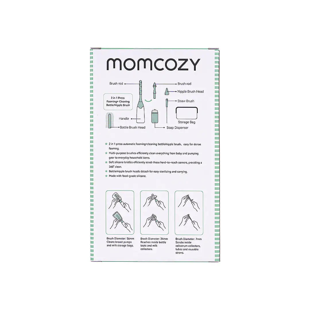 Momcozy Press Foaming+Cleaning Bottle Brush Set-Ls002