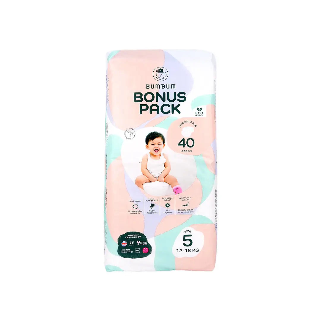 Bumbum Baby Diaper Bonus Pack No.5 (12-18Kg) 40Pcs