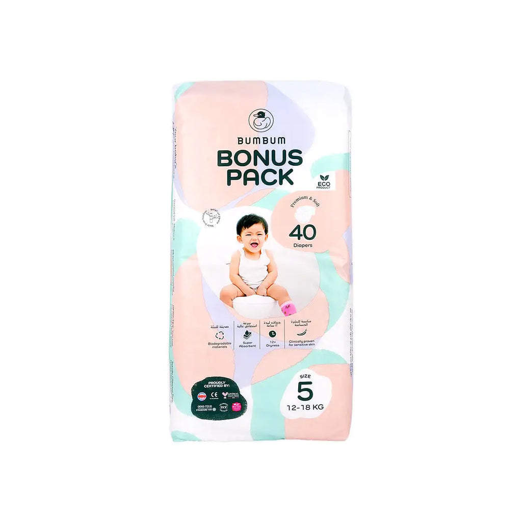 Bumbum Baby Diaper Bonus Pack No.5 (12-18Kg) 40Pcs