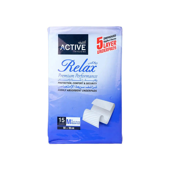 57148-Active Relax Adult Under Pads 60X90Cm 15Pcs-Medium Plus