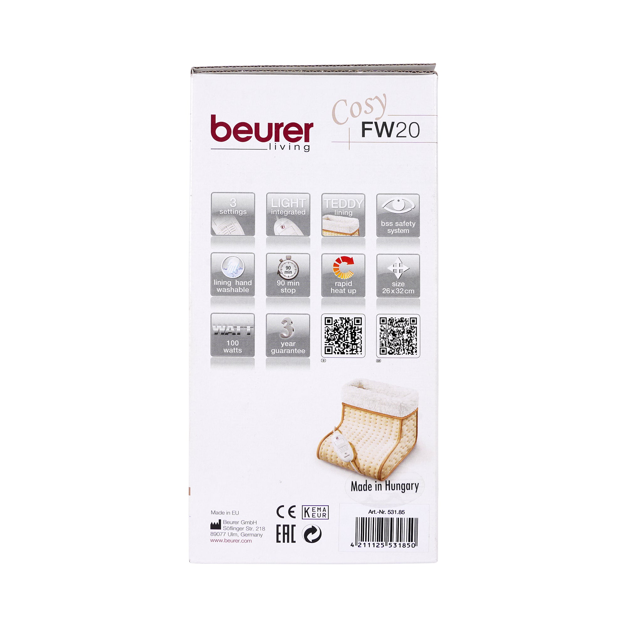 57274-Beurer Foot Warmer Micromink FW20 +5