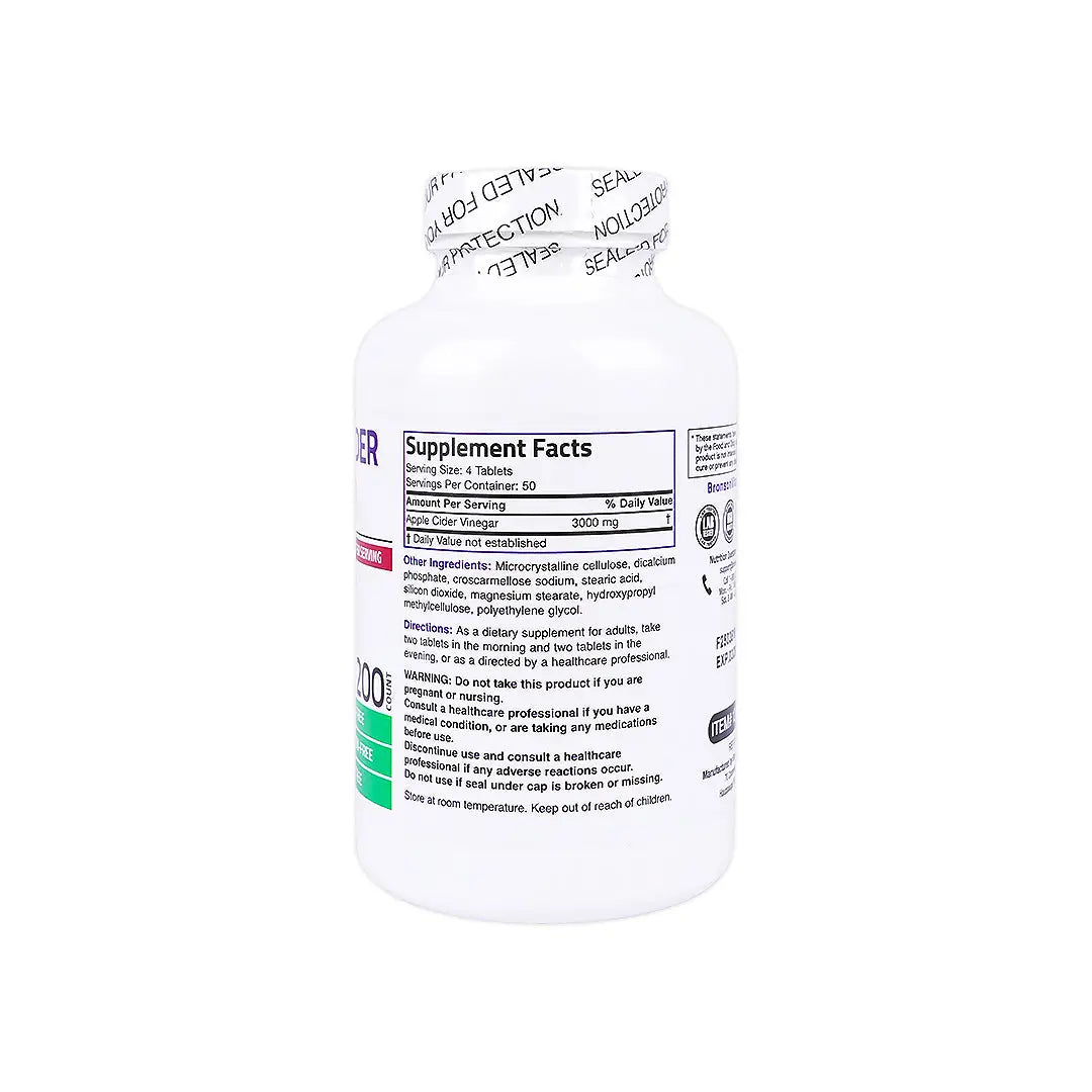 57281-Bronson Apple Cider Vinger 3000 Mg 200 Tablets +2