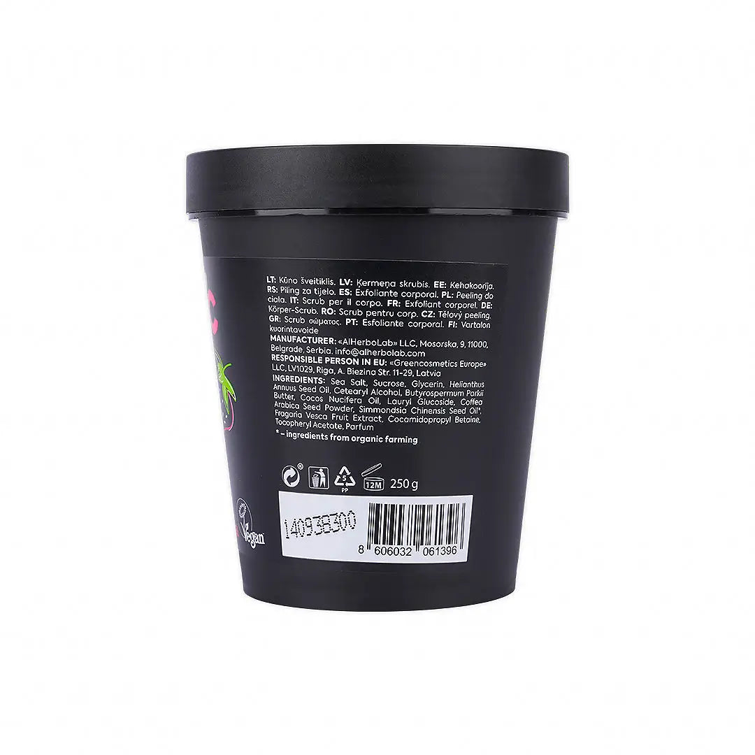 57370-Organic Mimi, Body Scrub Energy Strawberry &amp; Coffee, 250g +3
