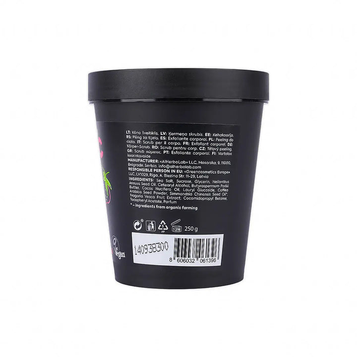 57370-Organic Mimi, Body Scrub Energy Strawberry &amp; Coffee, 250g +3