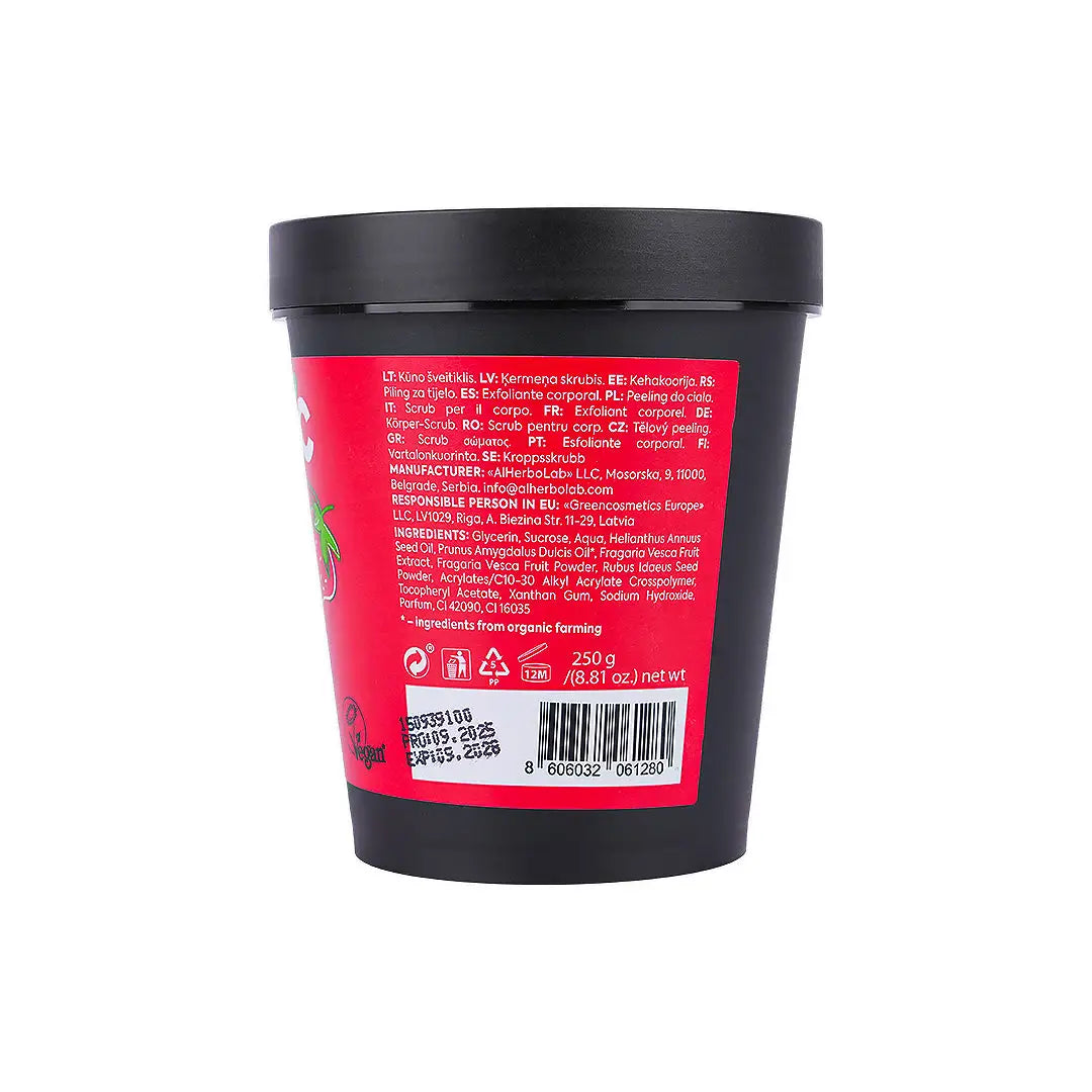57371-Organic Mimi, Body Scrub Jam Almond &amp; Strawberry, 250g +3