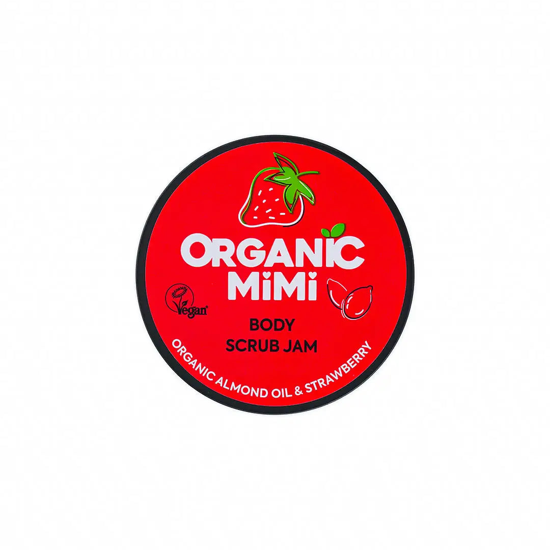 57371-Organic Mimi, Body Scrub Jam Almond &amp; Strawberry, 250g +2