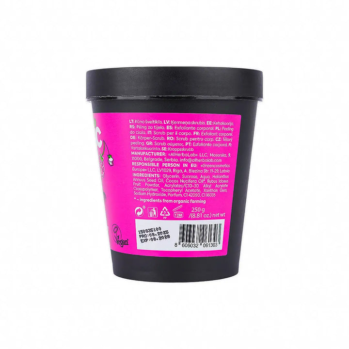 57372-Organic Mimi, Body Scrub Jam Coconut &amp; Raspberry, 250g +3