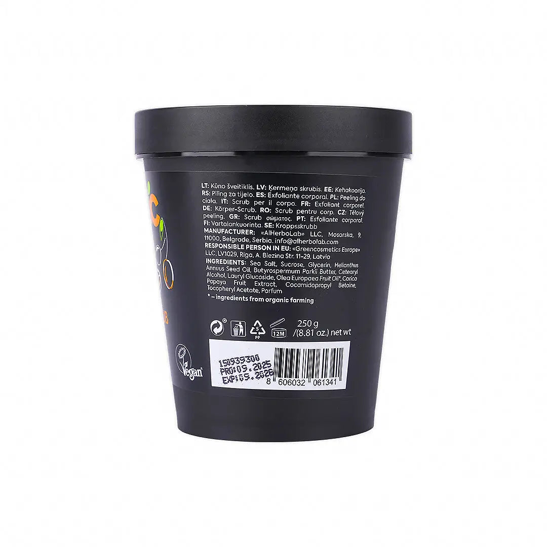 57375-Organic Mimi, Body Scrub Renewing Olive &amp; Papaya, 250g +3