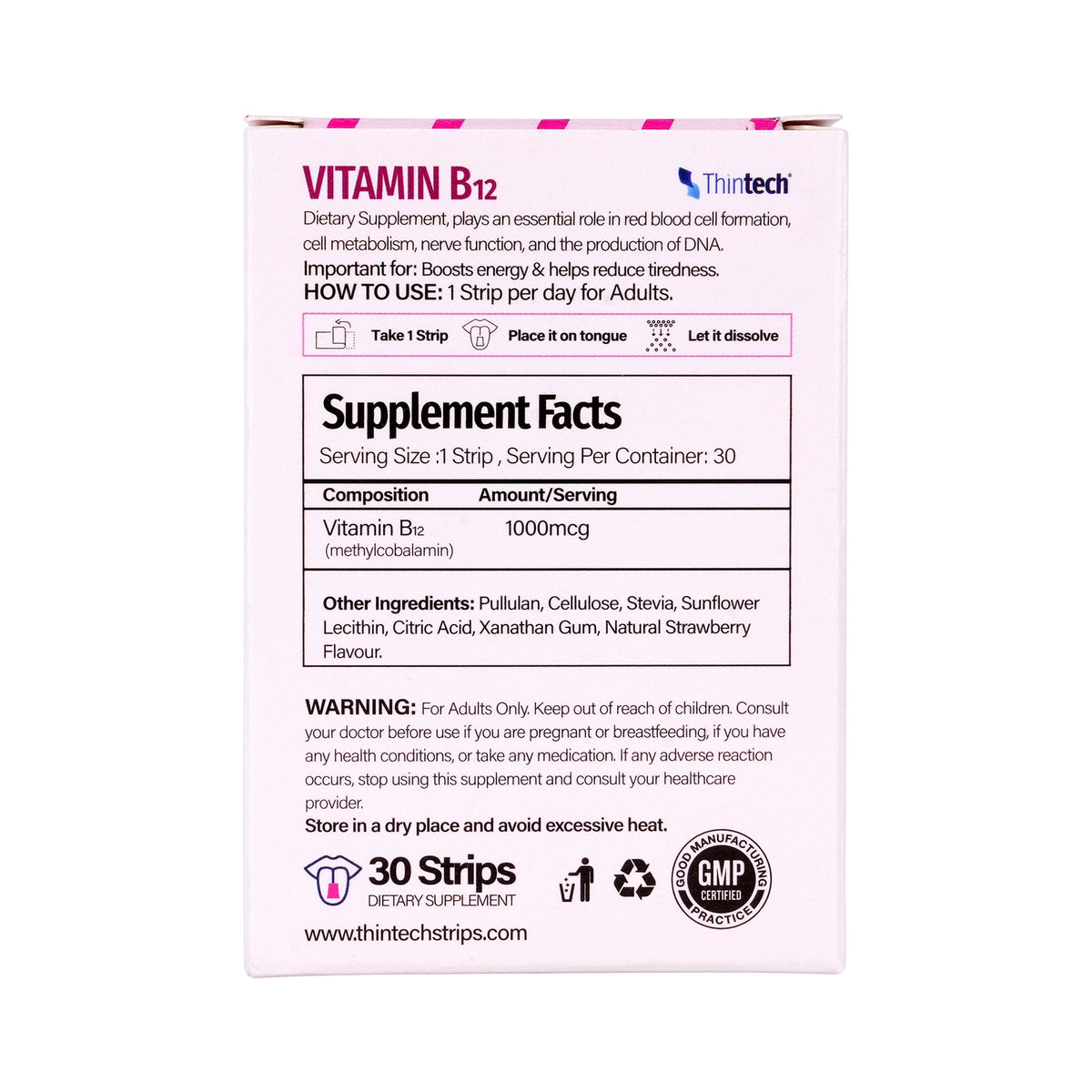 57429-Thintech B12 30Strips Strawberry +1