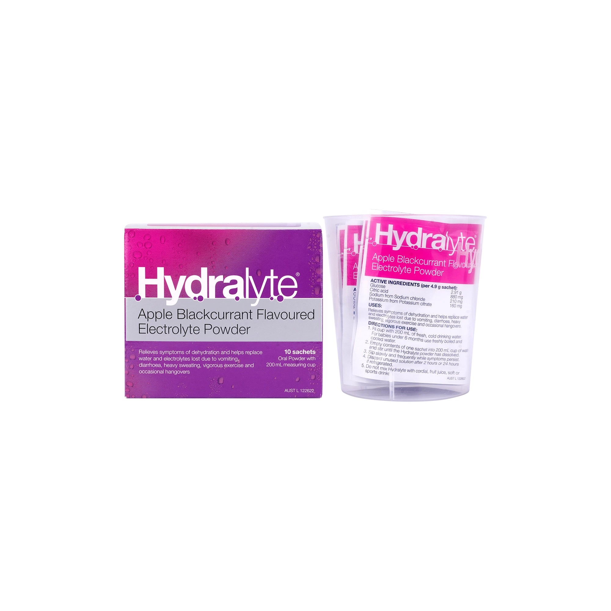57448-Hydralyte Apple Flavoured Electrolyte Powder 10 Sachets