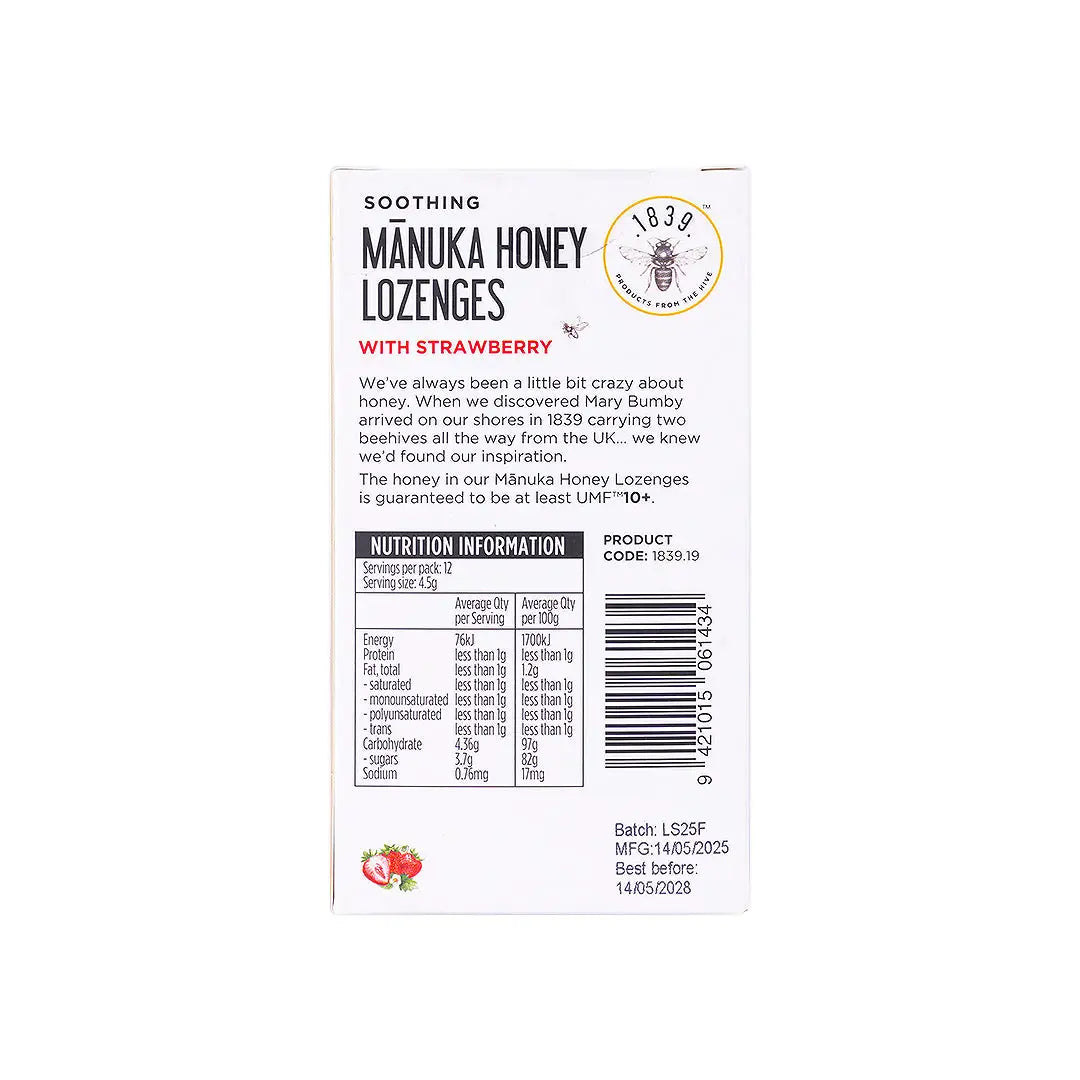 57502-1839 Manuka Honey Lozenges UMF10+ 12pcs-Strawberry +3