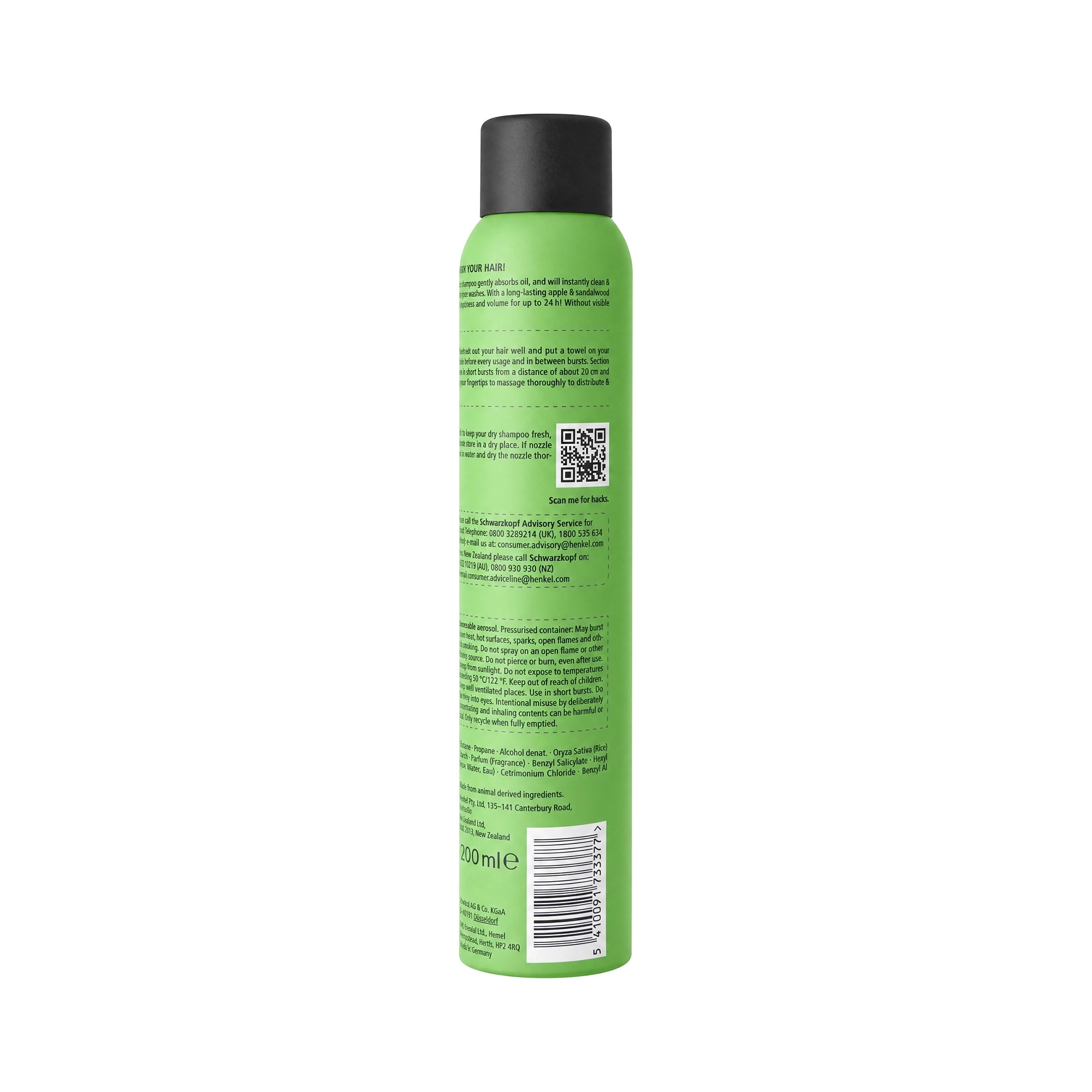 57537-Got2b Extra Fresh Dry Shampoo 200ml-Apple & Sandalwood +2