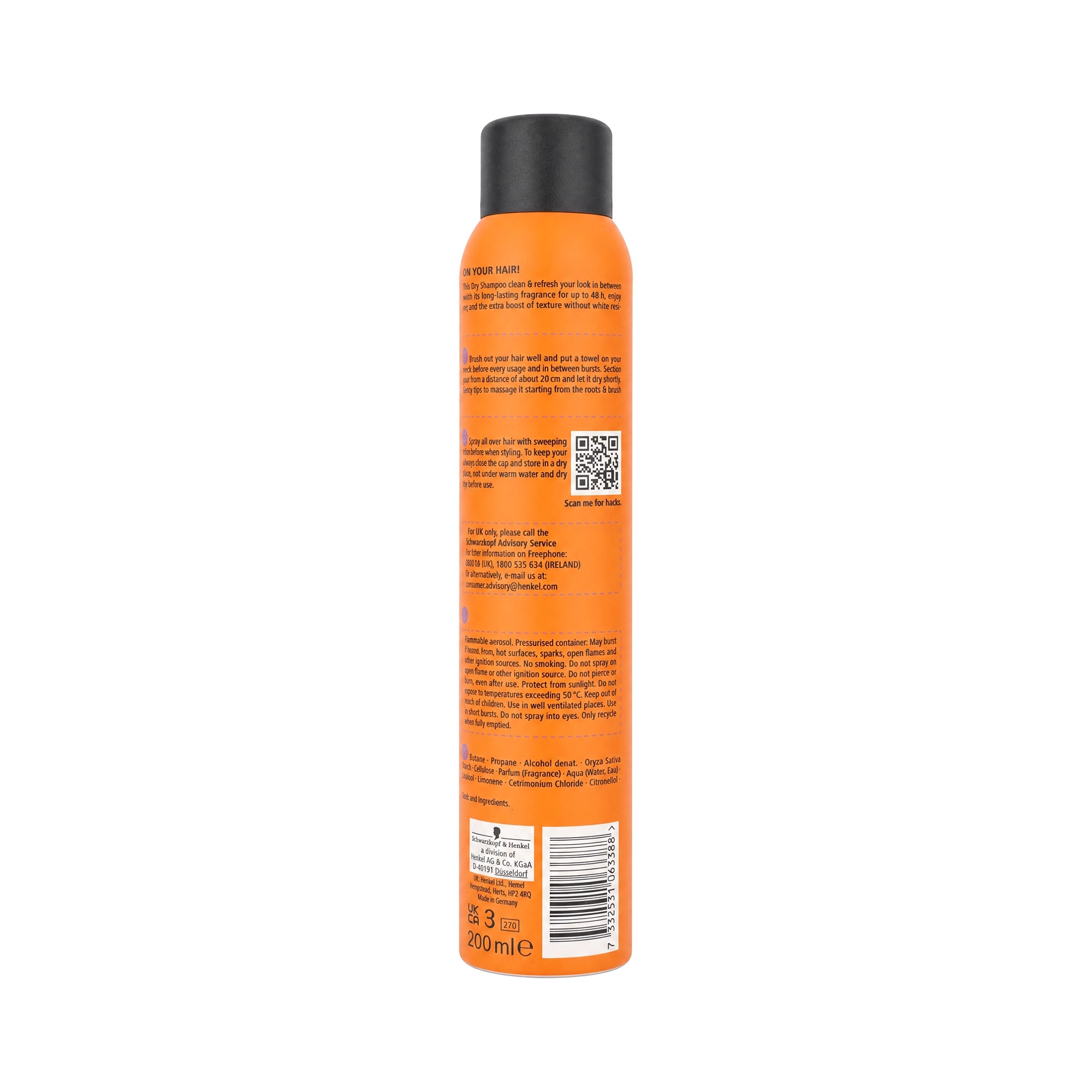 57538-Got2b Extra Texture Dry Shampoo 200ml-Grapefruit & Amber +2