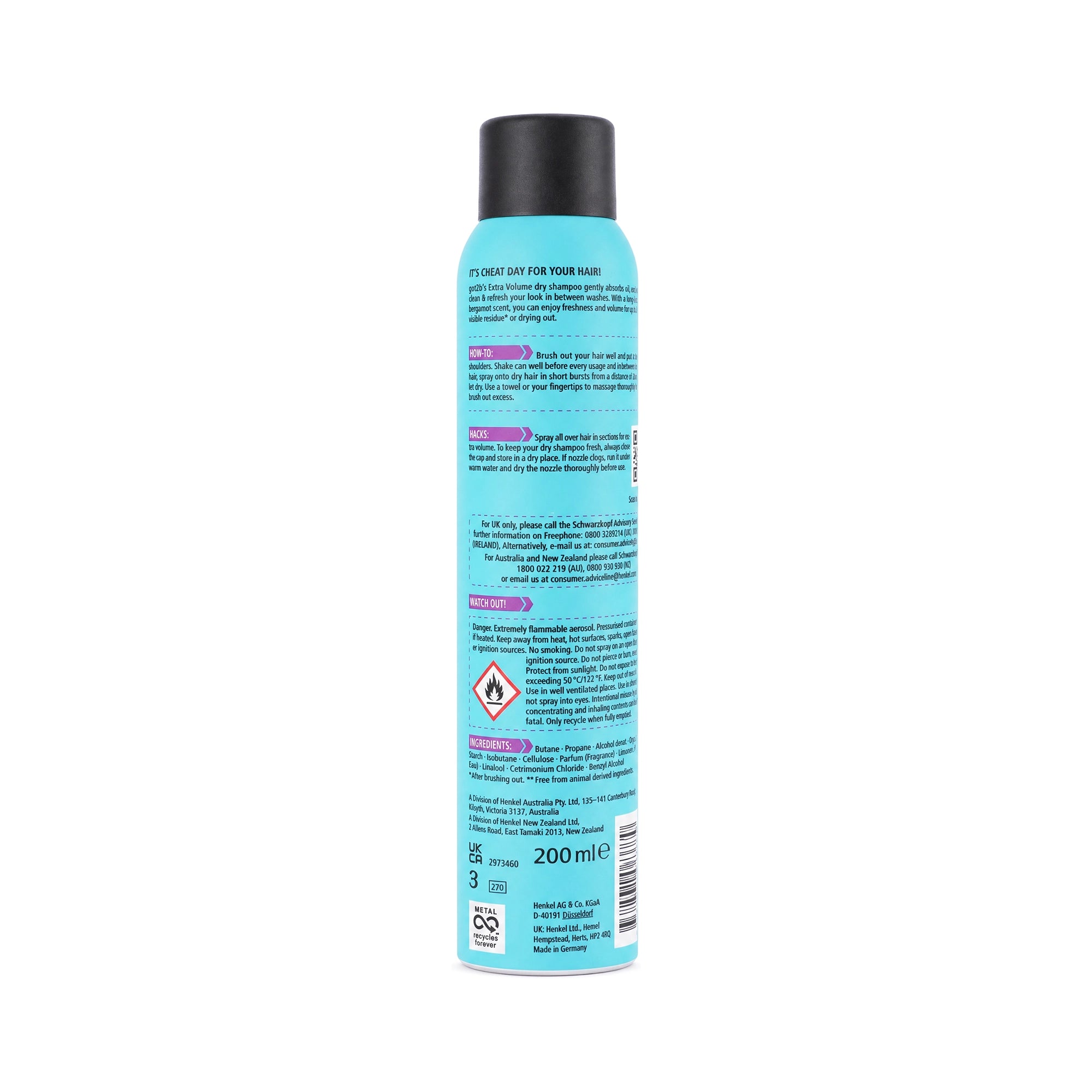 57539-Got2b Extra Volume Dry Shampoo 200ml-Lemon & Bergamot +1