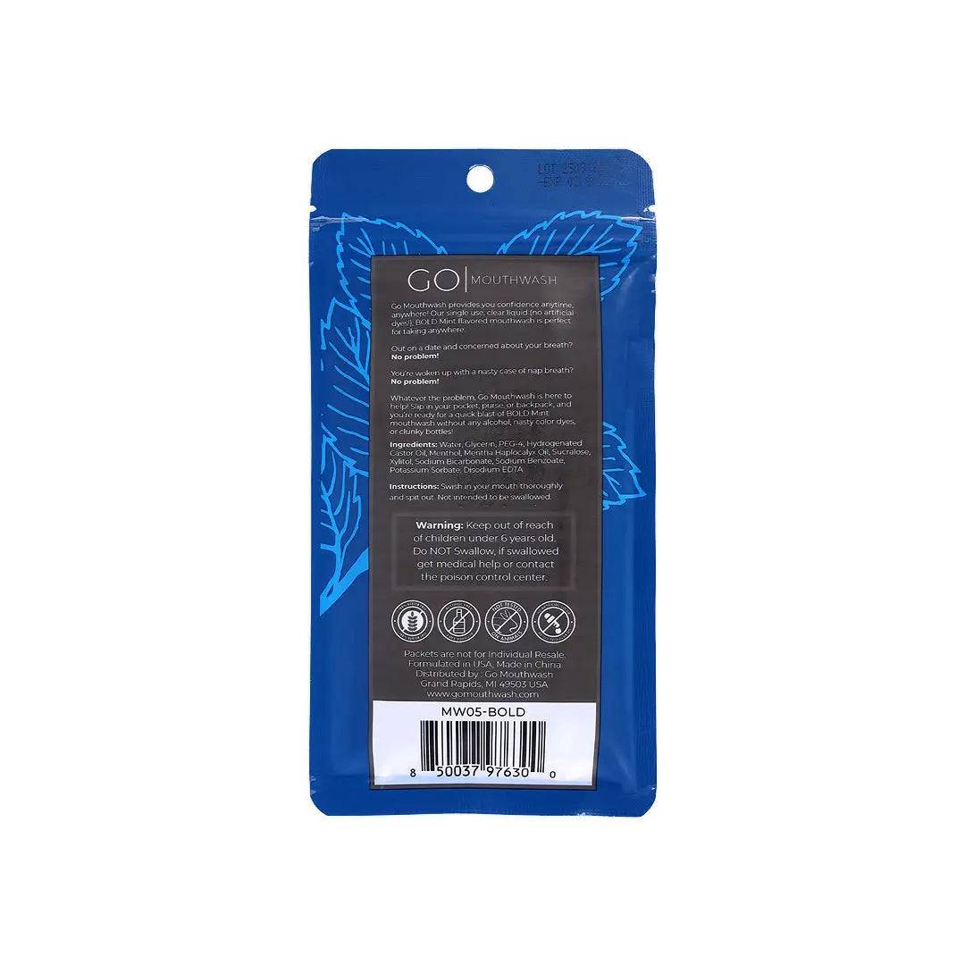 Go Bold Mint Mouthwash Sachet 5x11ml