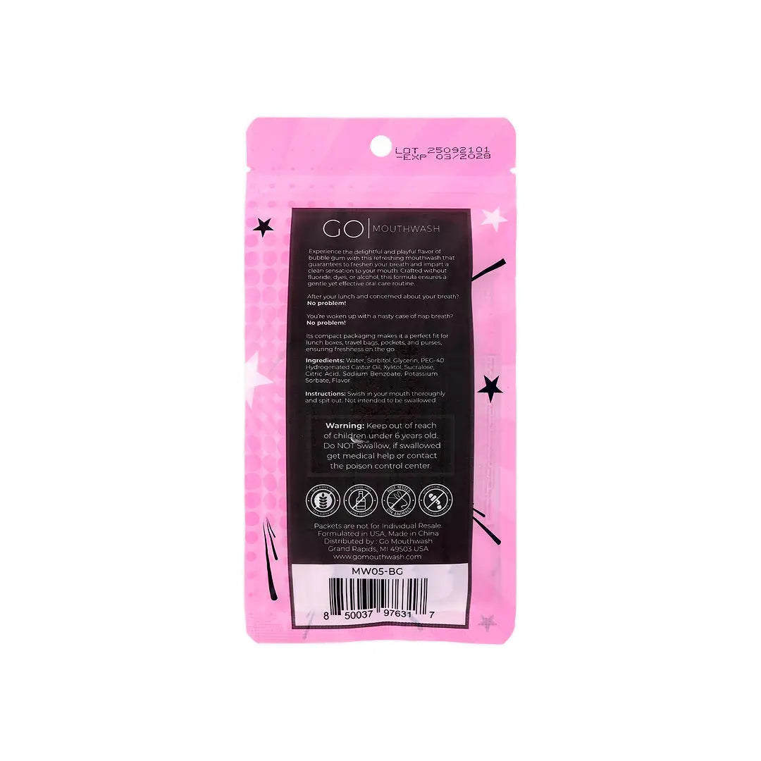 Go Bubble Gum Mouthwash Sachet 5x11ml