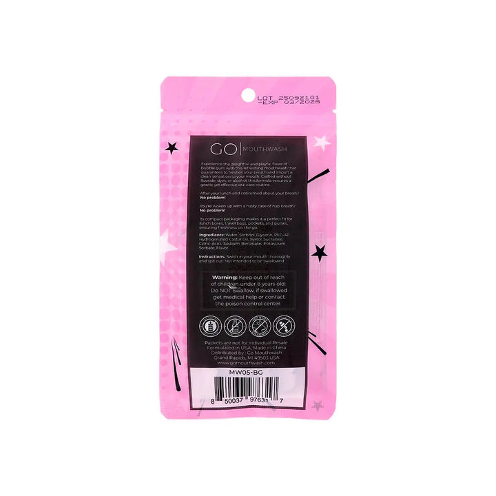 57605-Go Bubble Gum Mouthwash Sachet 5x11ml +2