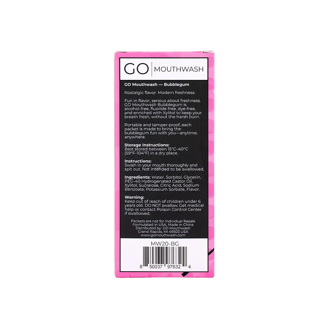 Go Bubble Gum Mouthwash Sachet 20x11ml