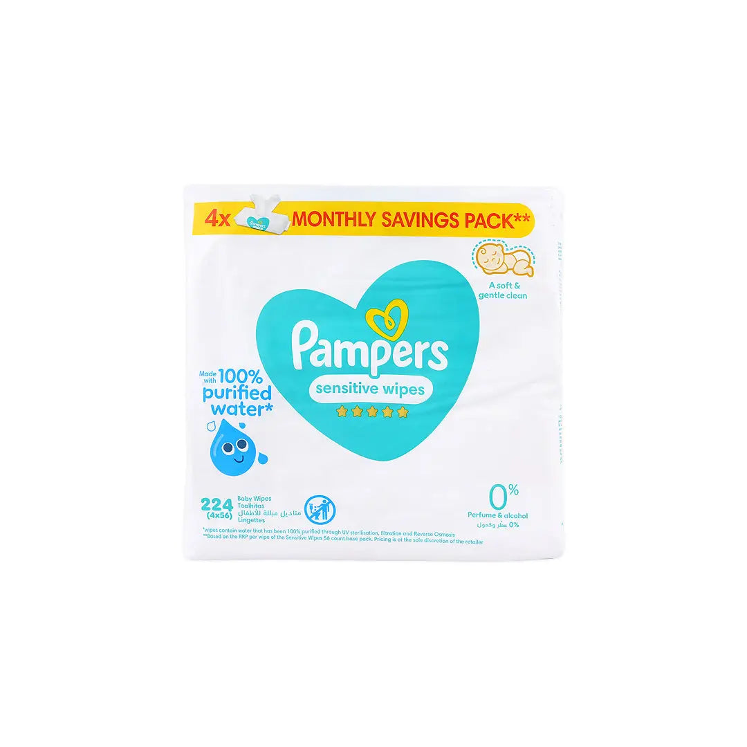 57612-Pampers Sensitive Wipes 4x56Pcs