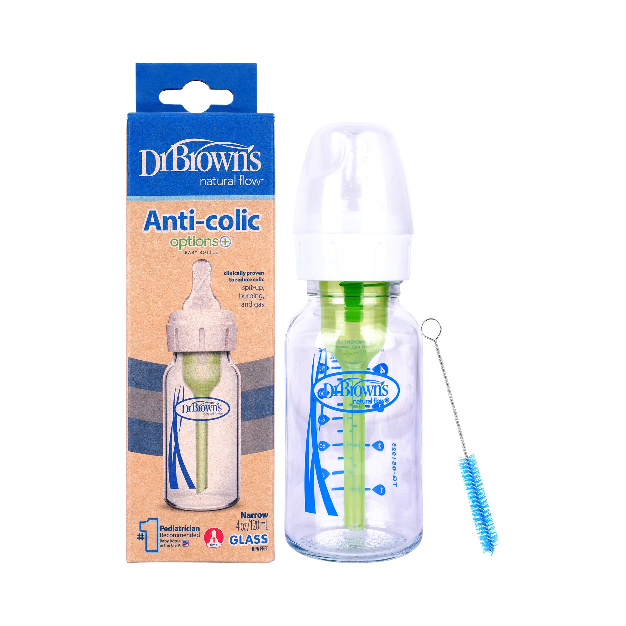 57613-Dr Browns Anti-Colic Narrow Glass Bottle(0m+) 120ml-1324 +3