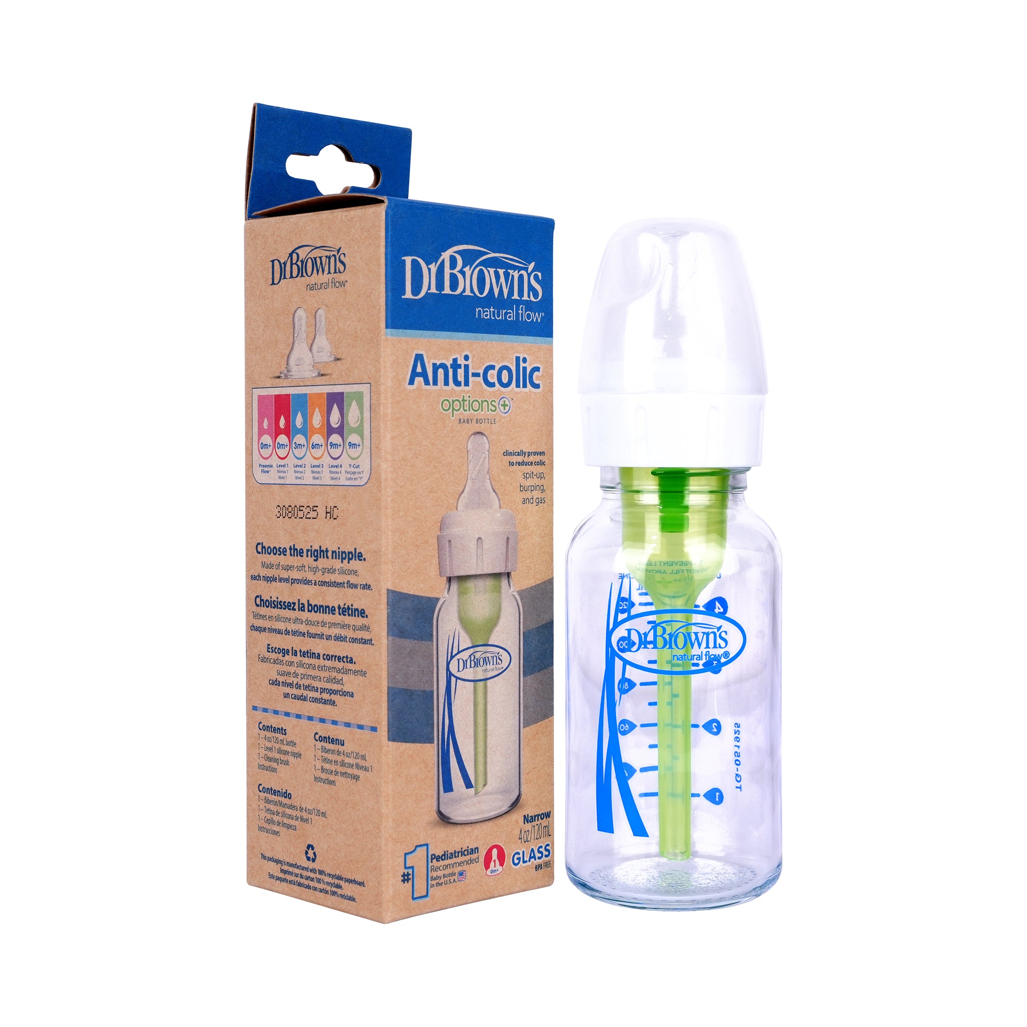 57613-Dr Browns Anti-Colic Narrow Glass Bottle(0m+) 120ml-1324 +5