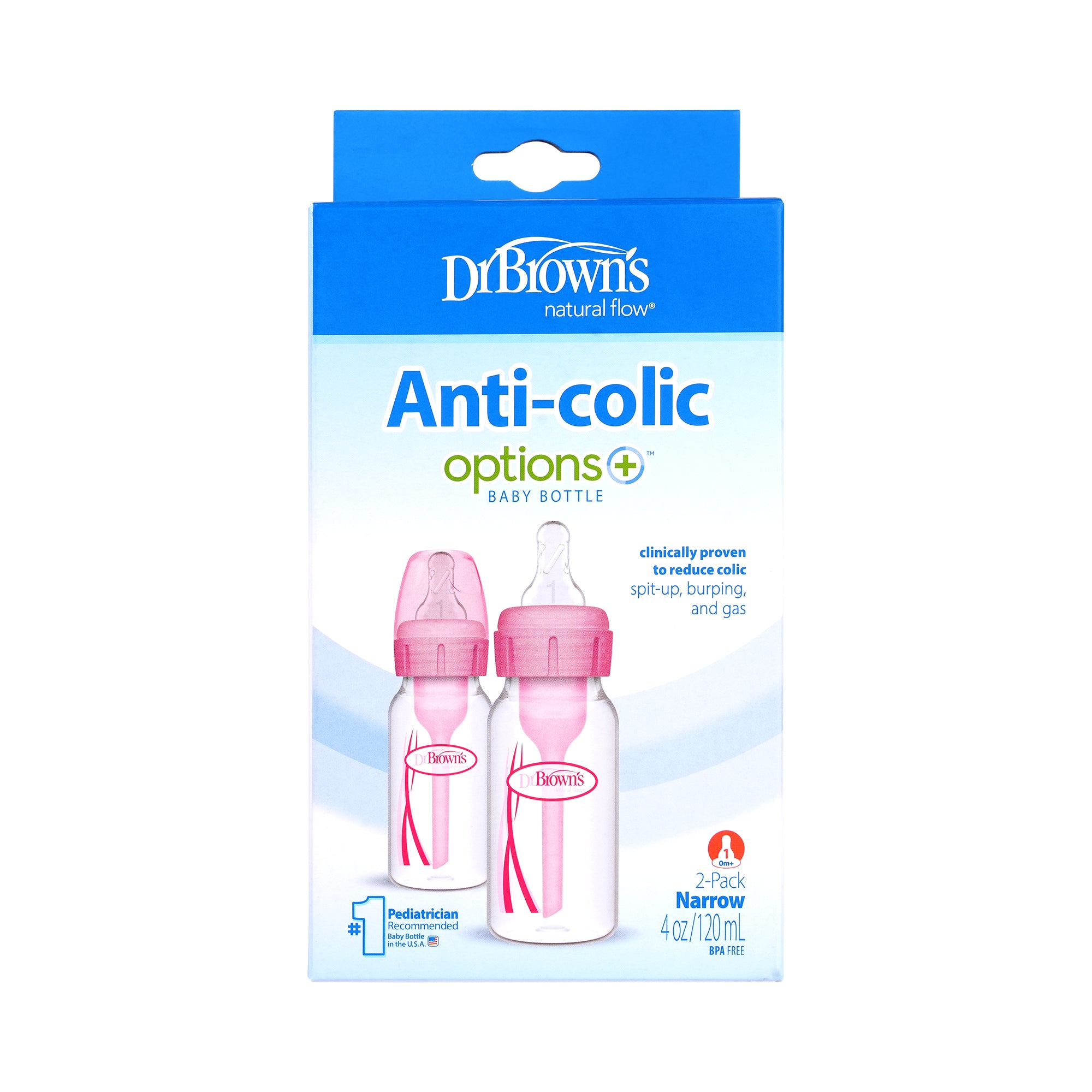 57615-Dr Browns Anti-Colic Baby Bottle Pink 2x120ml-6307 +3