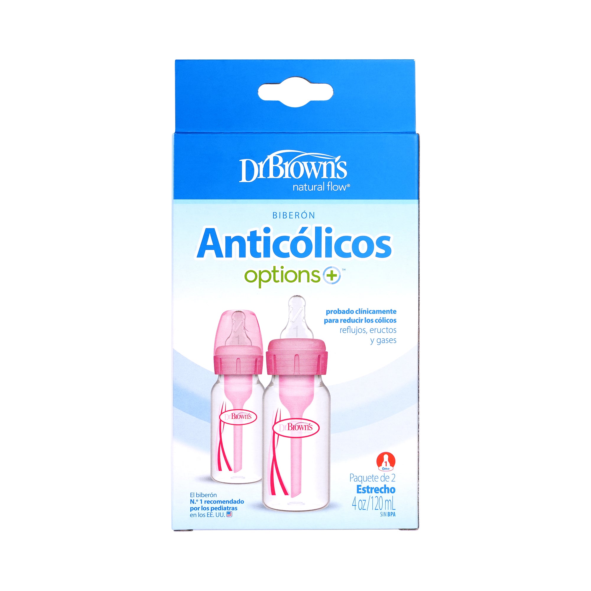 57615-Dr Browns Anti-Colic Baby Bottle Pink 2x120ml-6307 +4