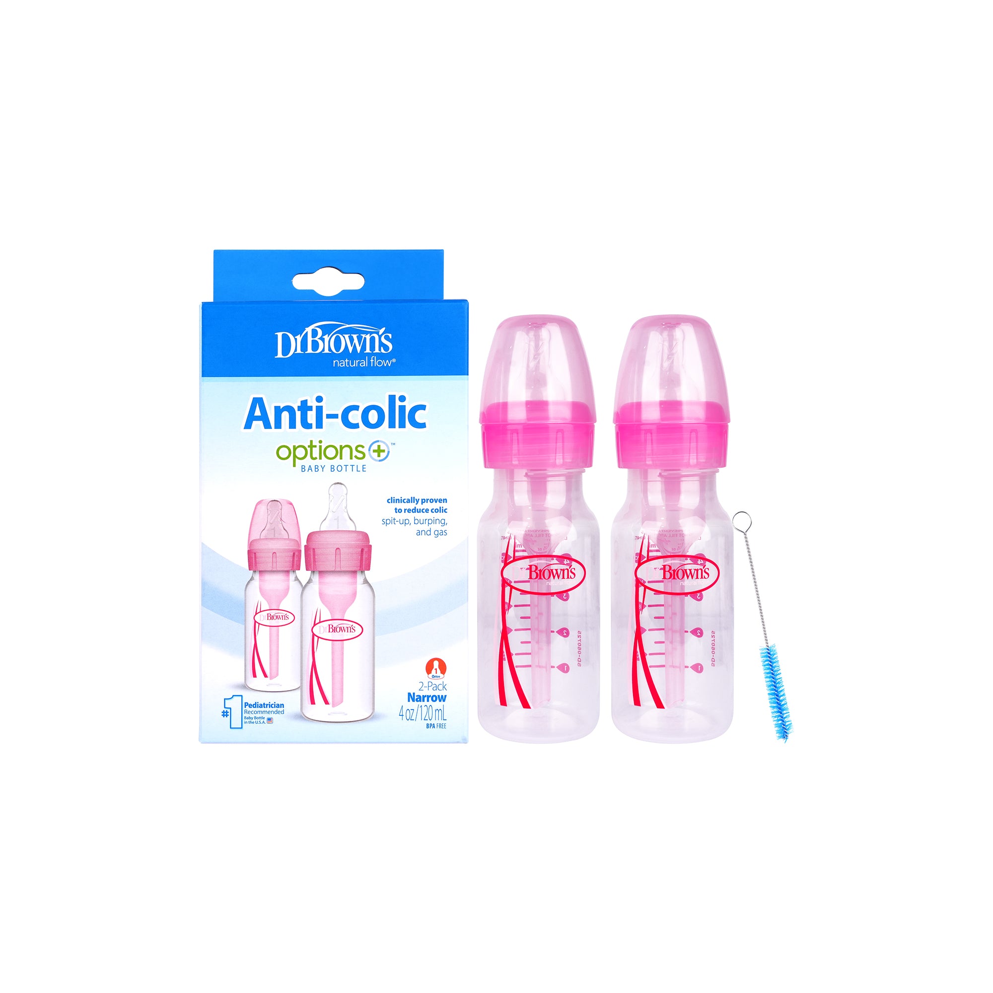 57615-Dr Browns Anti-Colic Baby Bottle Pink 2x120ml-6307