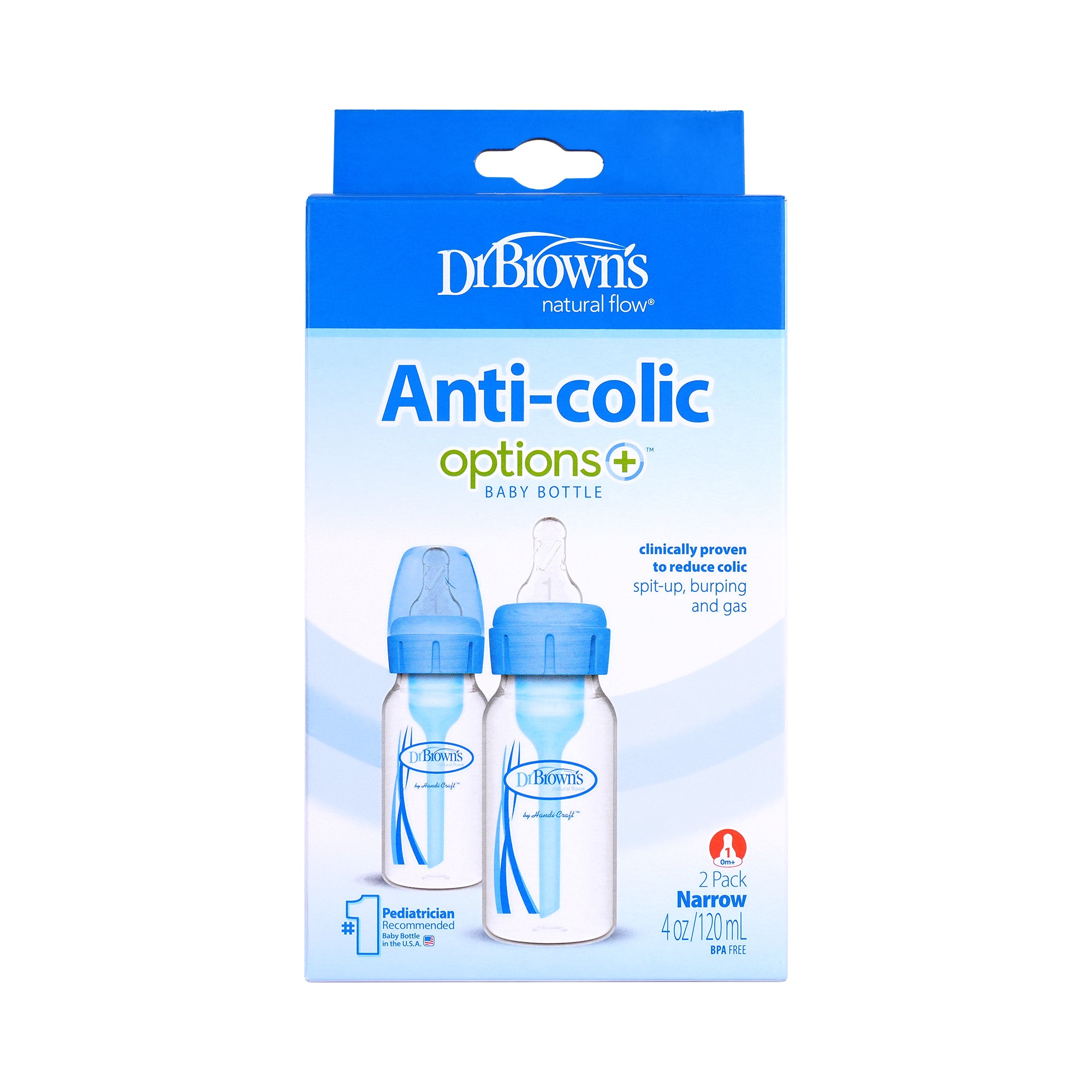 57616-Dr Browns Anti-Colic Baby Bottle Blue 2x120ml-6314 +4