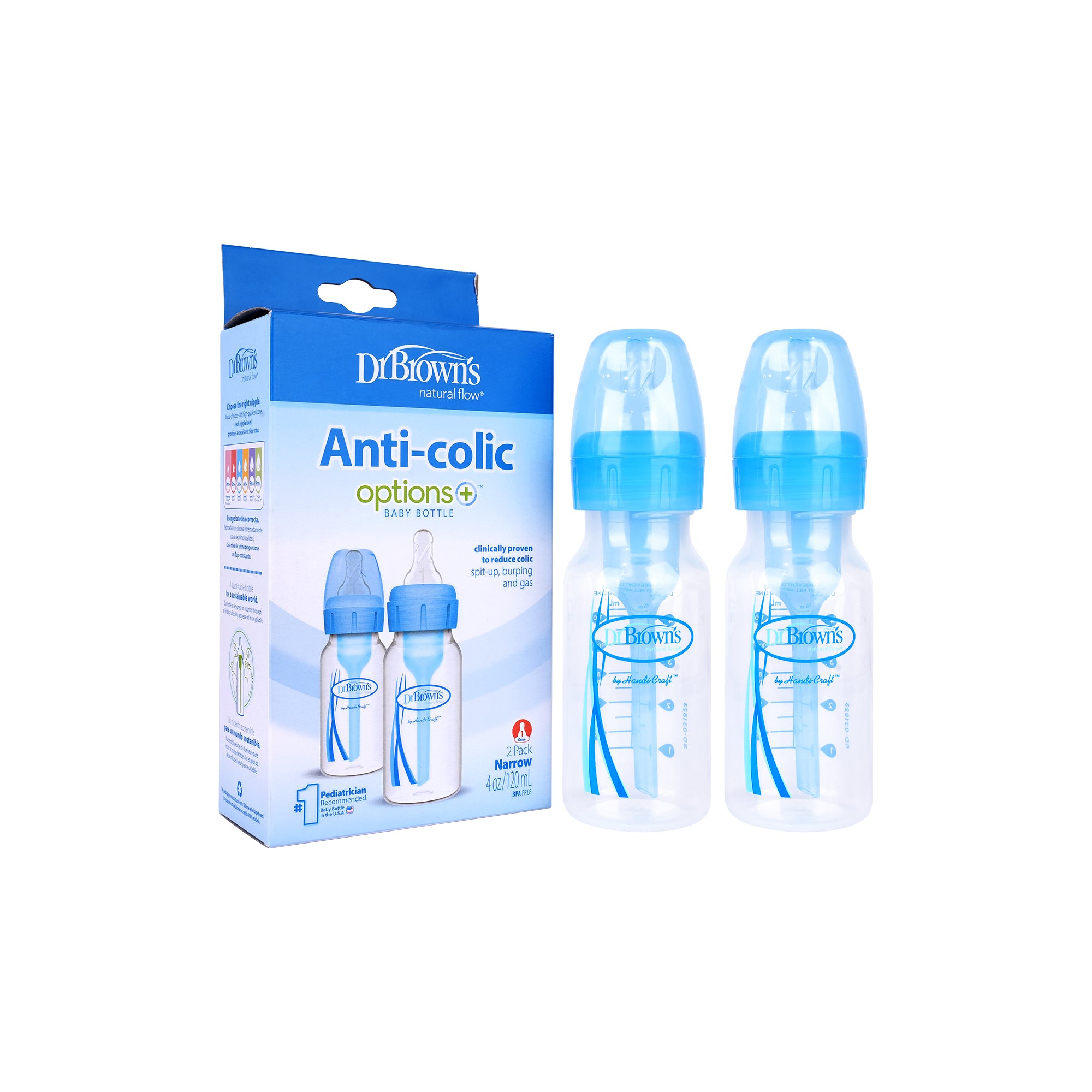 57616-Dr Browns Anti-Colic Baby Bottle Blue 2x120ml-6314 +2