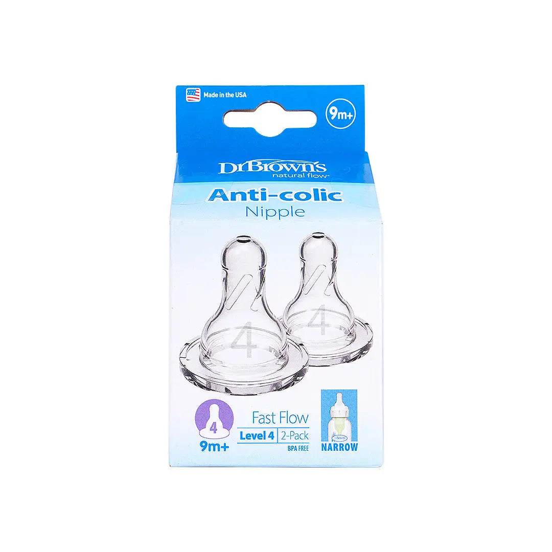 57617-Dr Browns Anti-Colic Fast Flow Narrow 2 Nipples (9m+)-4907
