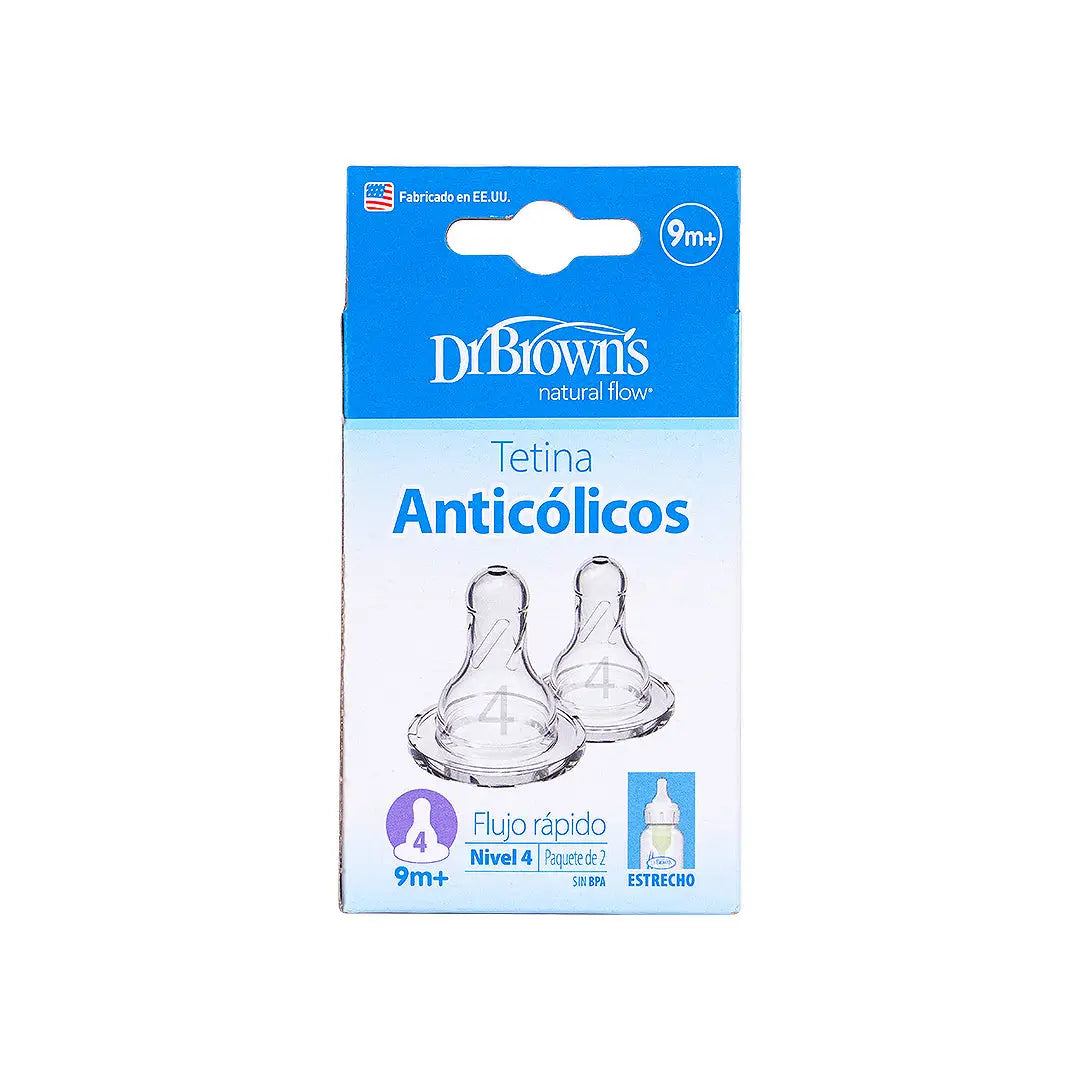 57617-Dr Browns Anti-Colic Fast Flow Narrow 2 Nipples (9m+)-4907 +2